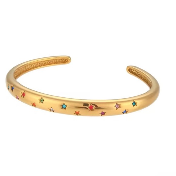 Colorful Star-Studded Stainless Steel Waterproof Bracelet Cuff - Picture 2 of 6